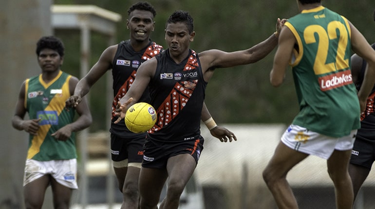 Jeffrey Simon in action for the Tiwi Bombers